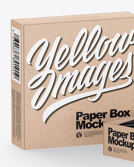 Two Kraft Boxes Mockup In Box Mockups On Yellow Images Object Mockups