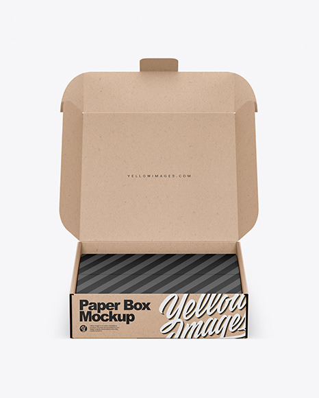 Download Opened Kraft Box Mockup In Box Mockups On Yellow Images Object Mockups PSD Mockup Templates