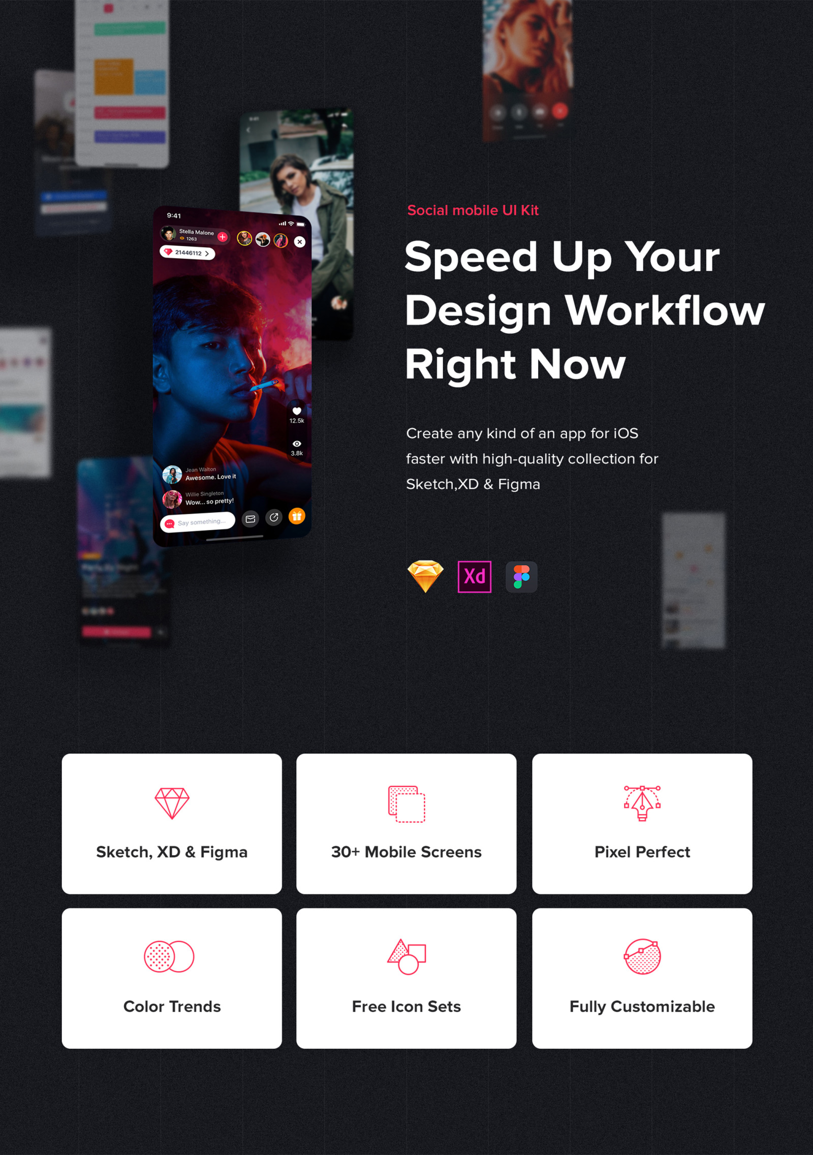 Download Jazam Social Mobile App Ui Kit In Ux Ui Kits On Yellow Images Creative Store PSD Mockup Templates