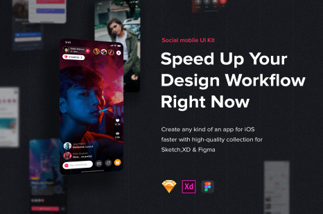 Download Jazam Social Mobile App Ui Kit In Ux Ui Kits On Yellow Images Creative Store PSD Mockup Templates