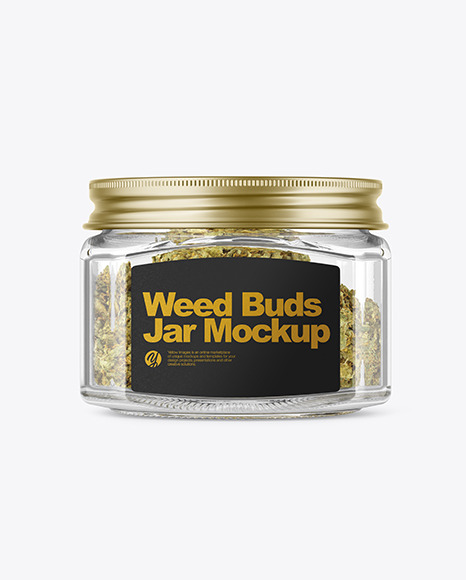 Square Glass Jar With Weed Buds Mockup In Jar Mockups On Yellow Images Object Mockups