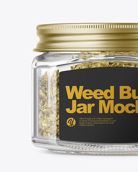 Download Square Glass Jar With Weed Buds Mockup In Jar Mockups On Yellow Images Object Mockups PSD Mockup Templates