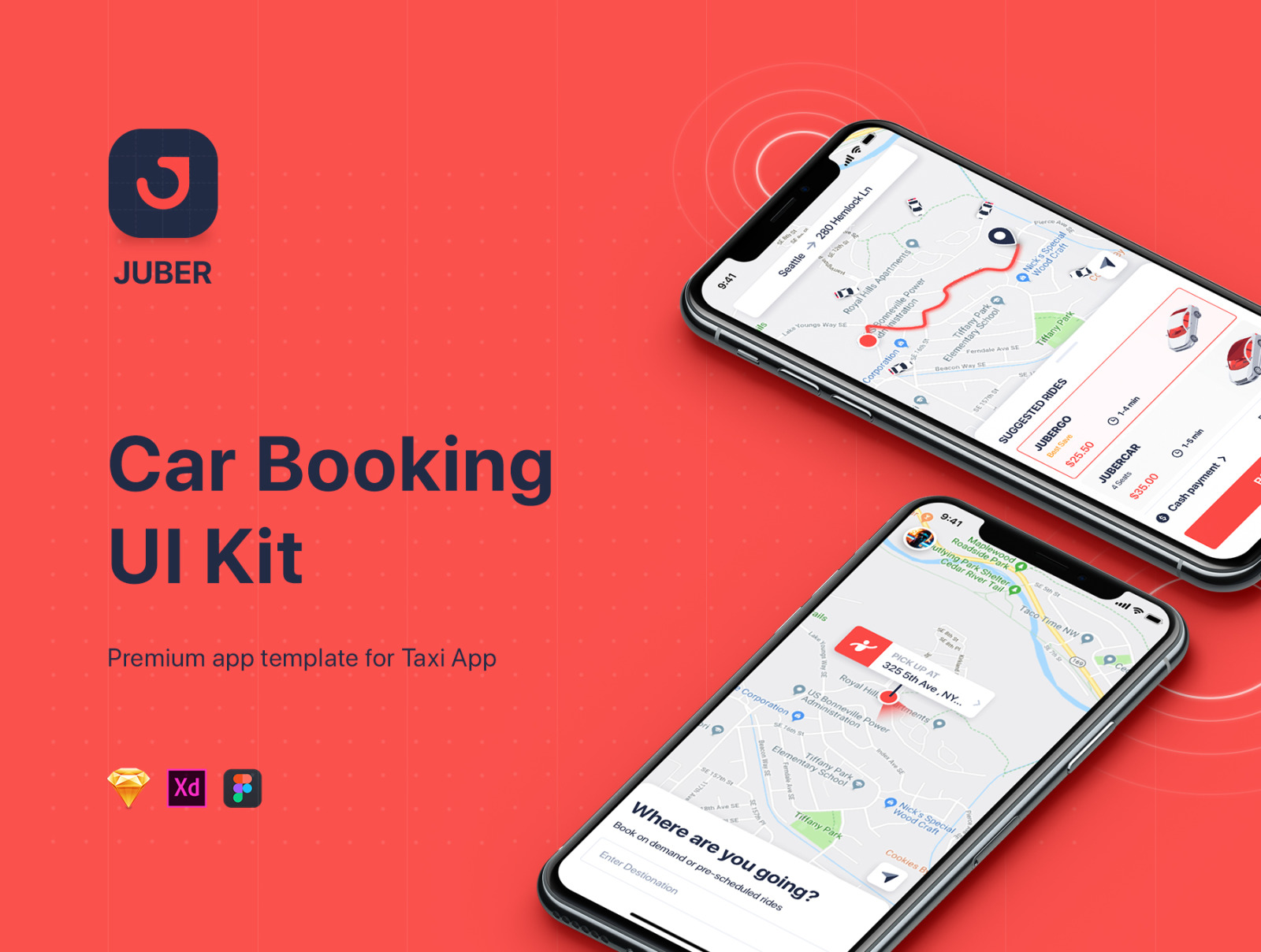 Juber Car Booking Mobile Ui Kit In Ux Ui Kits On Yellow Images Creative Store