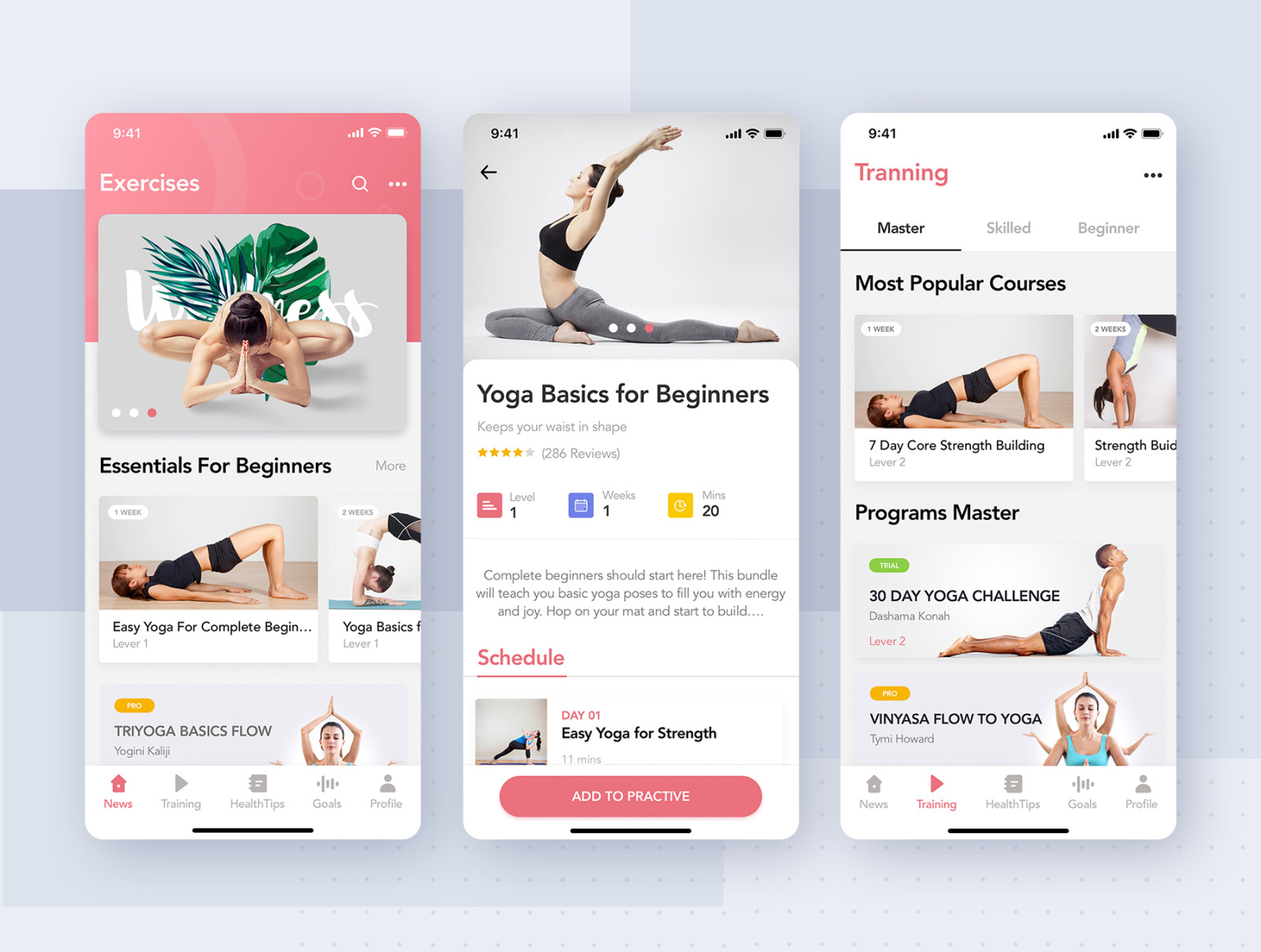 Yoga Fitness App UI Kit on Yellow Images Creative Store