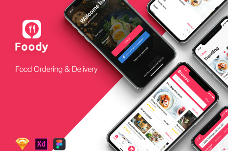 Download Foody Food App Ui Kit In Ux Ui Kits On Yellow Images Creative Store PSD Mockup Templates