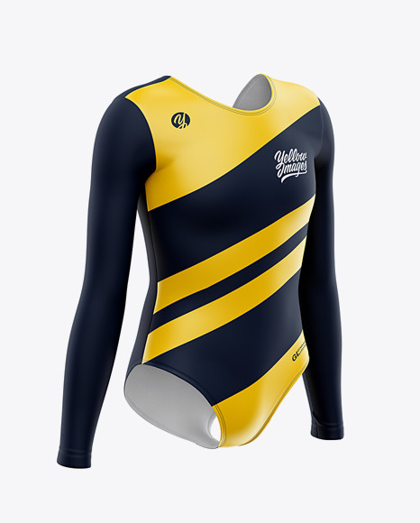 Long Sleeve Gymnastics Leotard Mockup Front Half Side View In Apparel Mockups On Yellow Images Object Mockups