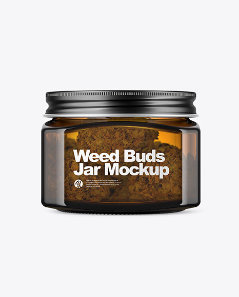 Square Amber Glass Jar With Weed Buds Mockup In Jar Mockups On Yellow Images Object Mockups