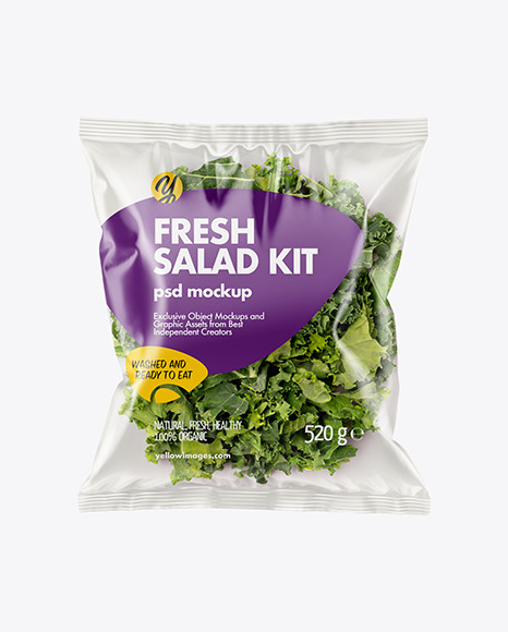 Download Plastic Bag With Salad Kit Mockup In Bag Sack Mockups On Yellow Images Object Mockups PSD Mockup Templates