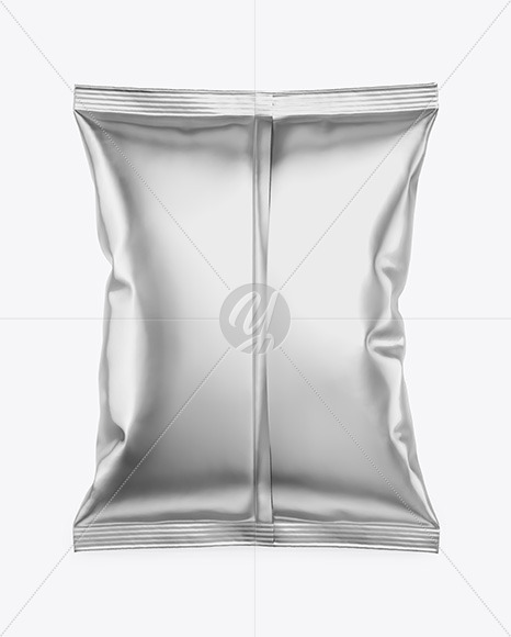 Download Metallic Snack Package Mockup Back View In Flow Pack Mockups On Yellow Images Object Mockups