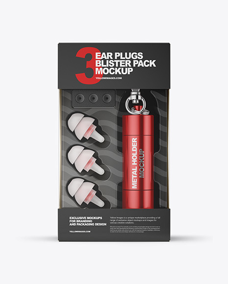 Download Ear Plugs Blister Pack Mockup In Box Mockups On Yellow Images Object Mockups PSD Mockup Templates