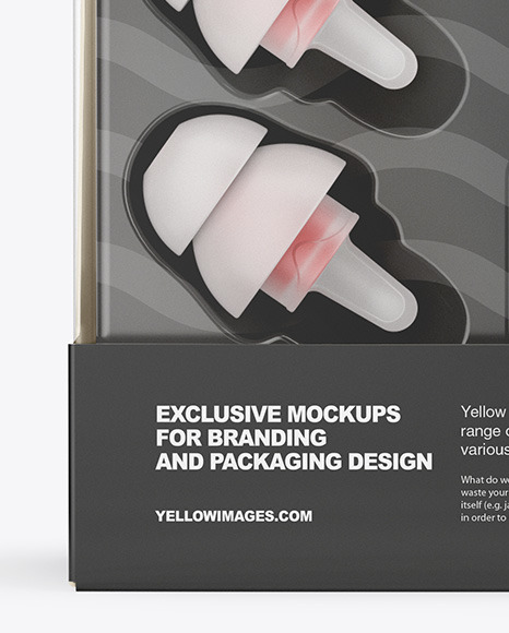 Ear Plugs Blister Pack Mockup In Box Mockups On Yellow Images Object Mockups