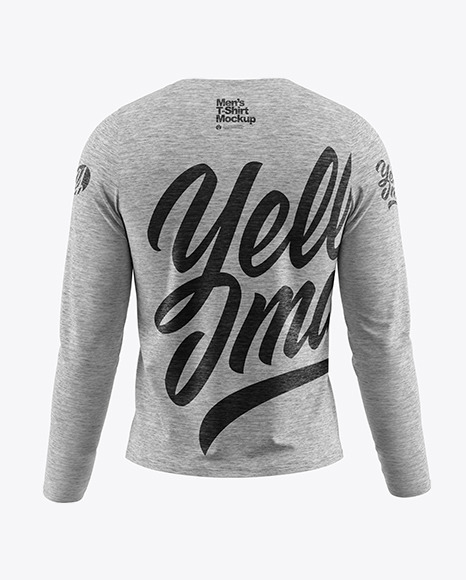 Melange Men S Long Sleeve T Shirt Mockup In Apparel Mockups On Yellow Images Object Mockups