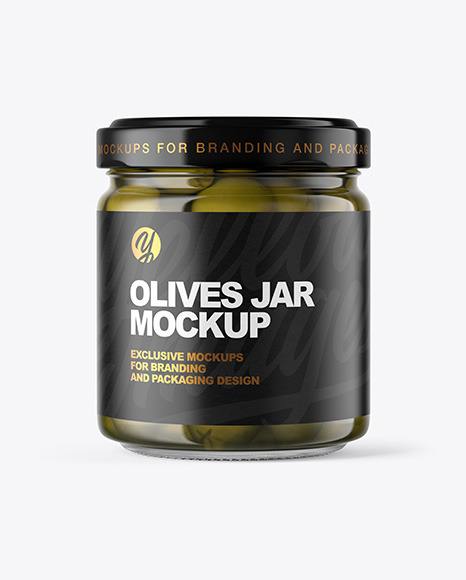 Clear Glass Jar with Olives Mockup