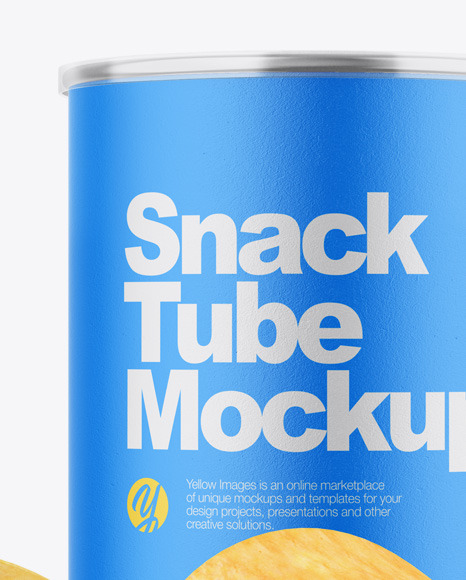 Download Paper Snack Tube W Chips Mockup In Tube Mockups On Yellow Images Object Mockups