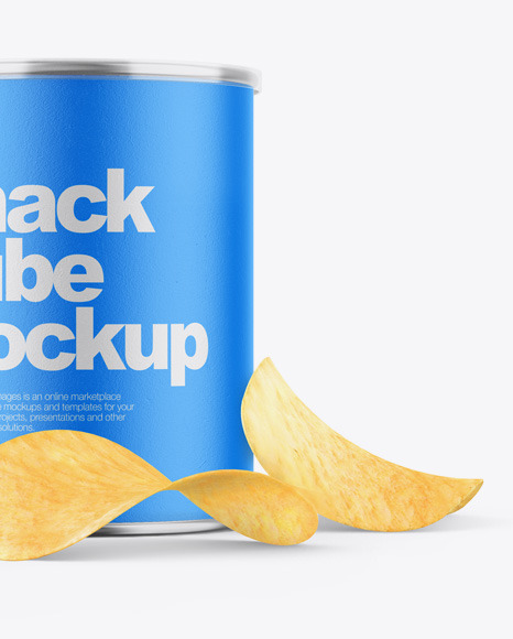 Paper Snack Tube W Chips Mockup In Tube Mockups On Yellow Images Object Mockups