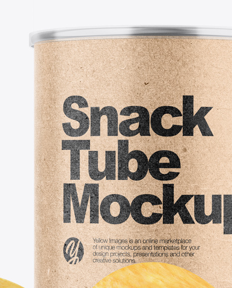 Kraft Snack Tube W Chips Mockup In Tube Mockups On Yellow Images Object Mockups