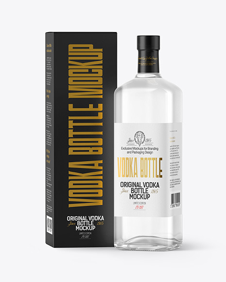 Download Vodka Bottle With Box Mockup In Bottle Mockups On Yellow Images Object Mockups Yellowimages Mockups