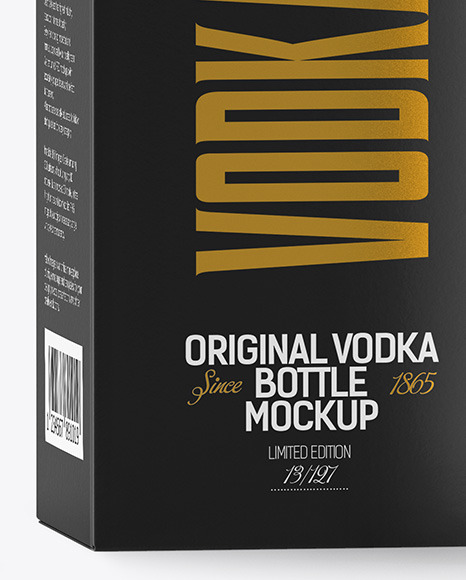 Vodka Bottle With Box Mockup In Bottle Mockups On Yellow Images Object Mockups