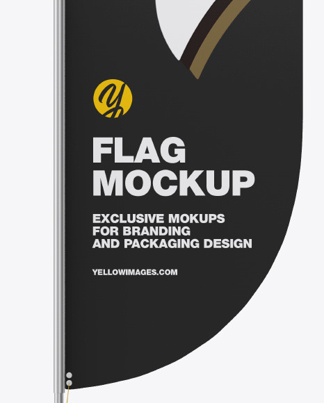 Download Glossy Convex Flag Mockup In Indoor Advertising Mockups On Yellow Images Object Mockups PSD Mockup Templates