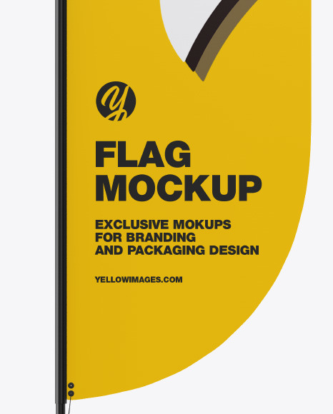 Download Glossy Convex Flag Mockup In Indoor Advertising Mockups On Yellow Images Object Mockups PSD Mockup Templates