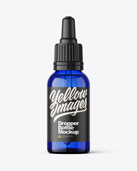 Blue Glass Dropper Bottle Mockup