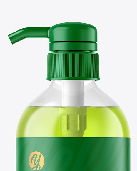 Clear Cosmetic Bottle with Pump Mockup PSD #2