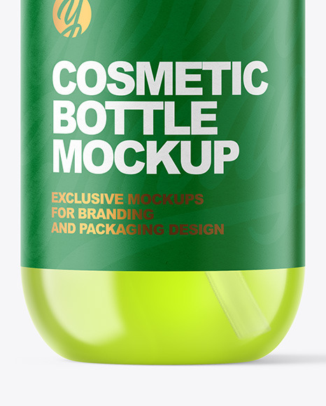 Download Clear Cosmetic Bottle with Pump Mockup in Bottle Mockups on Yellow Images Object Mockups