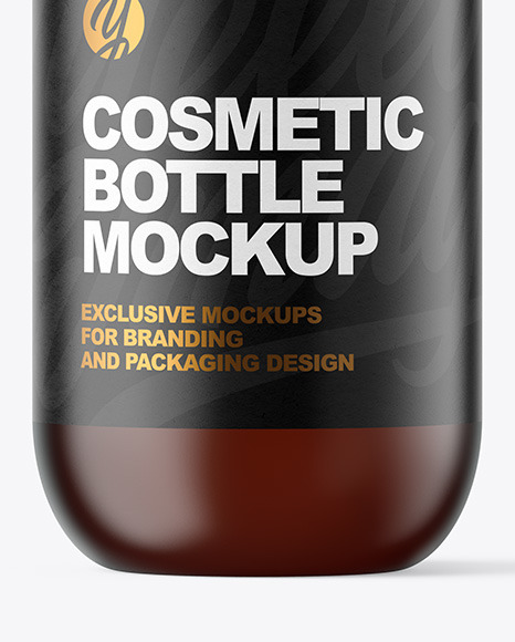 Frosted Amber Cosmetic Bottle with Pump Mockup