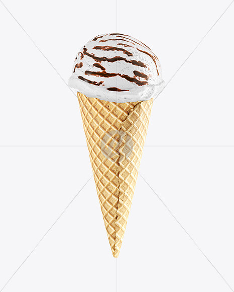 Download Ice Cream Cone With Waffle Mockup Front View In Packaging Mockups On Yellow Images Object Mockups