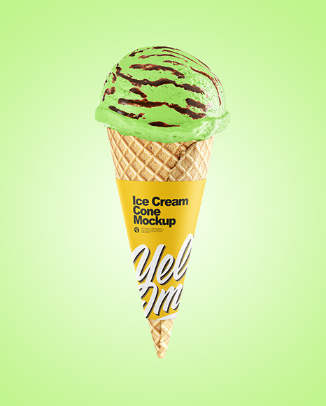 Download Ice Cream Cone Mockup in Packaging Mockups on Yellow ...