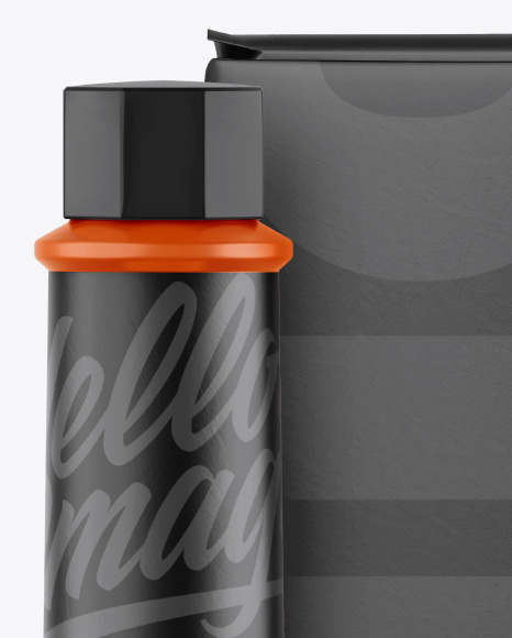 Glossy Sauce Bottle w  Box Mockup PSD #1