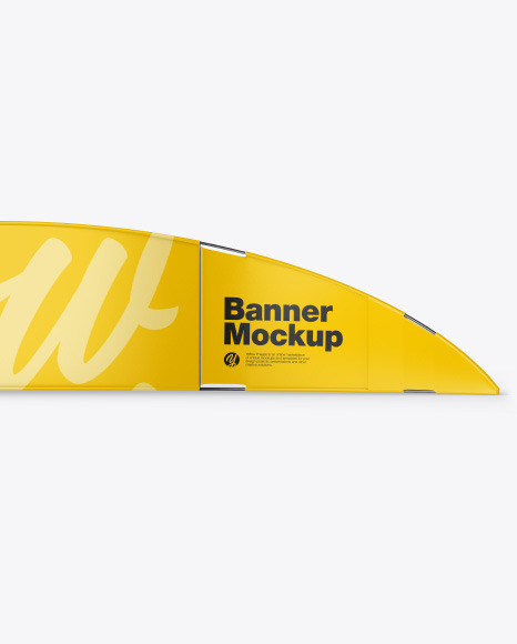 Glossy Banner Mockup In Outdoor Advertising Mockups On Yellow Images Object Mockups