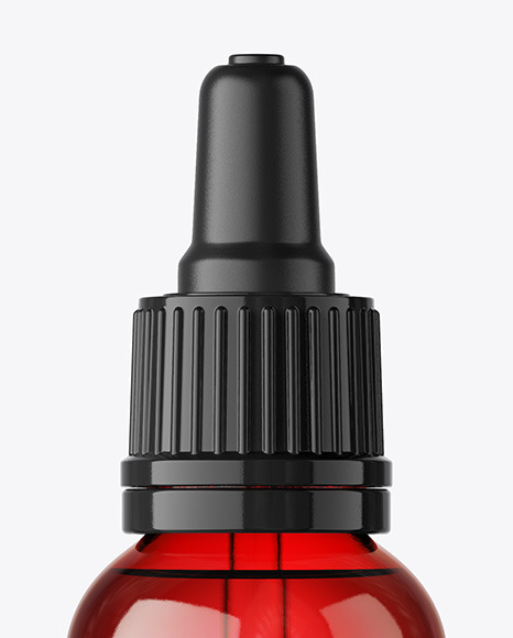 Red Glass Dropper Bottle Mockup