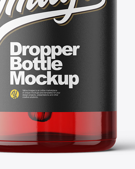 Red Glass Dropper Bottle Mockup