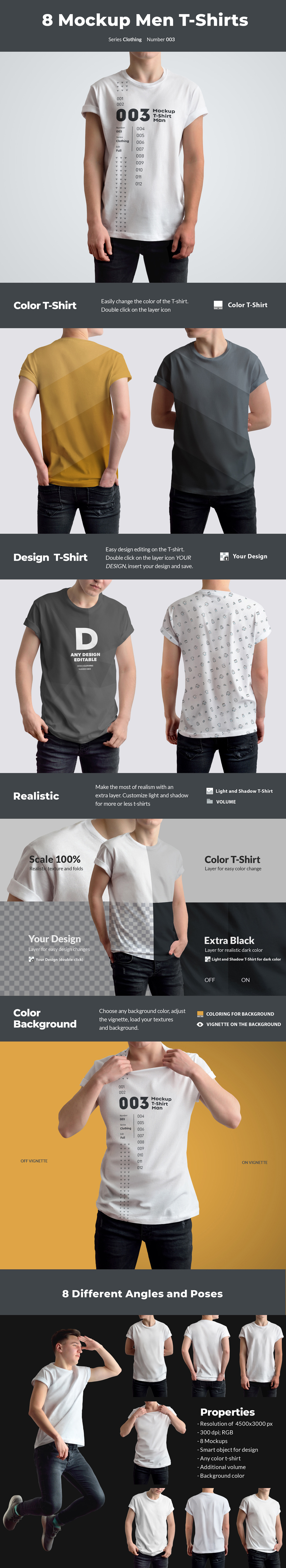 Download 8 Mockups T Shirts On The Man In Apparel Mockups On Yellow Images Creative Store PSD Mockup Templates