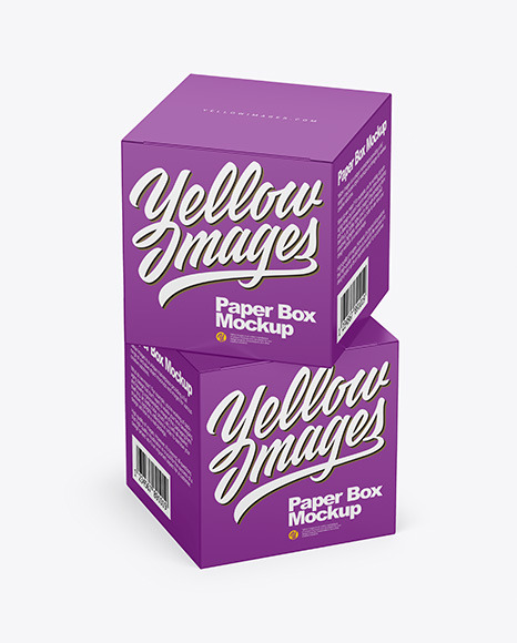 Download Two Paper Boxes Mockup In Box Mockups On Yellow Images Object Mockups PSD Mockup Templates