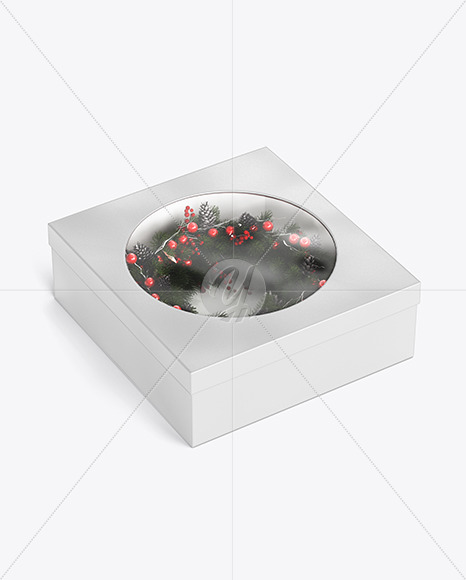 Box with Christmas Wreath Mockup