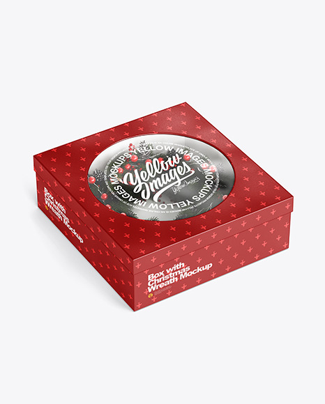 Box with Christmas Wreath Mockup