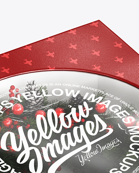 Box with Christmas Wreath Mockup