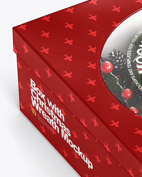 Box with Christmas Wreath Mockup