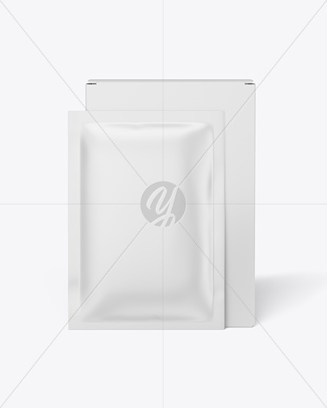 Download Paper Box With Matte Sachet Mockup In Sachet Mockups On Yellow Images Object Mockups