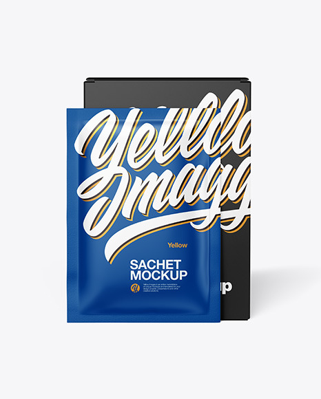 Download Matte Sachet With Box Psd Mockup Front View Yellowimages