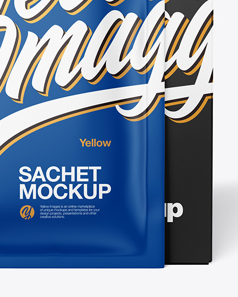 Download Paper Box With Matte Sachet Mockup In Sachet Mockups On Yellow Images Object Mockups PSD Mockup Templates