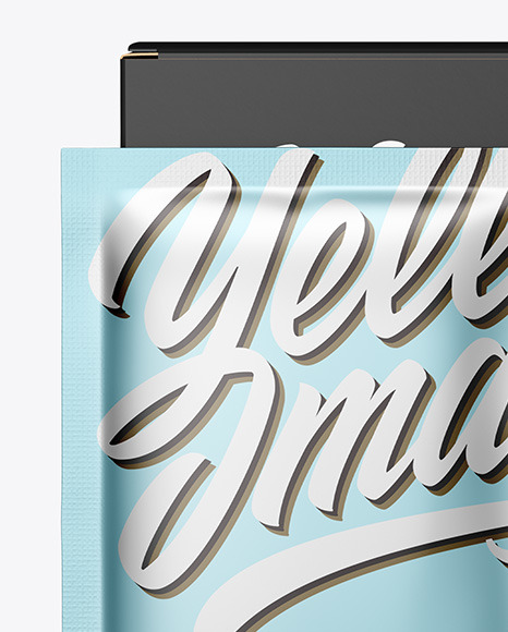 Paper Box with Metallic Sachet Mockup PSD #3