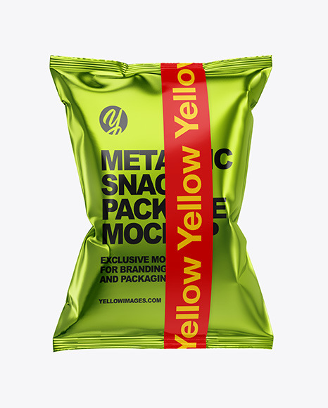 Download Metallic Snack Bag W Tape Mockup In Bag Sack Mockups On Yellow Images Object Mockups PSD Mockup Templates