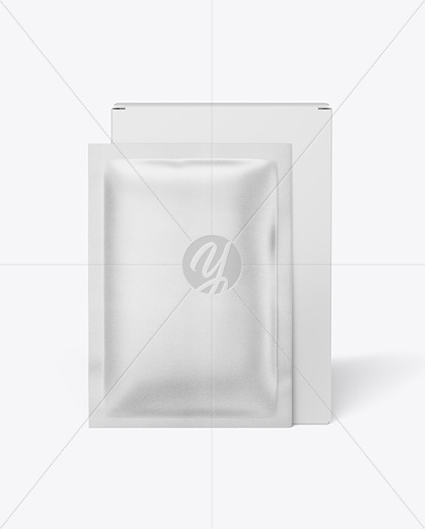 Paper Box with Kraft Sachet Mockup