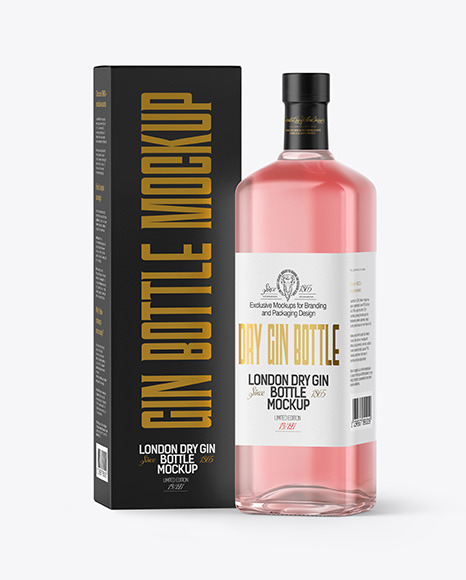 Download Download Gin Bottle with Box Mockup