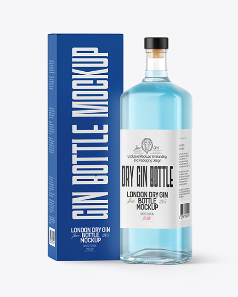 Gin Bottle with Box Mockup