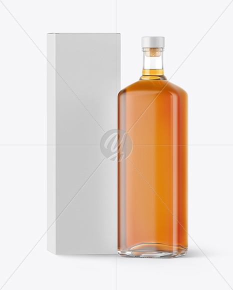 Whiskey Bottle with Box Mockup