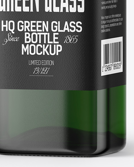 Green Glass Bottle with Box Mockup PSD #5